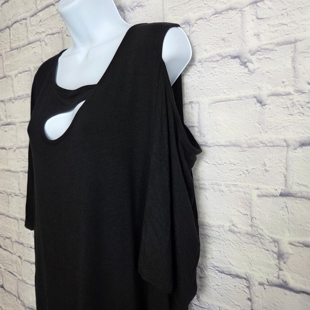 NWT 41 Hawthorn Top Womens Size 3X Black Cold Shoulder Asymmetrical Neckline - Picture 4 of 15